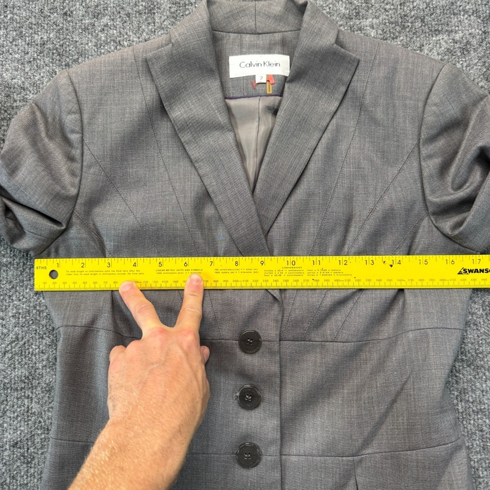 Calvin Klein Two Piece Blazer & Skirt Set Womens 2 Gray Professional Business - Picture 6 of 16